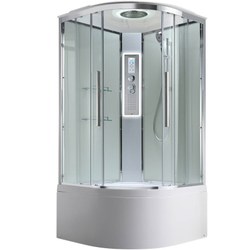 Душевая кабина AvaCan (АваКан) EM5080LEDT с высоким поддоном, с ГМ, с электрикой и LED освещением, 80х80х220