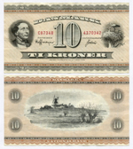 Банкнота Дания 10 крон 1951 (1973) год C8734B 4370342 (Андерсен). VF-XF