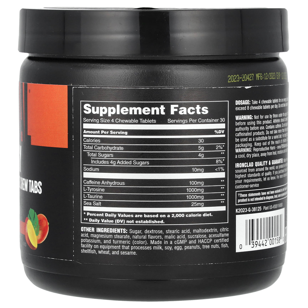 Animal, жевательные таблетки для повышения уровня энергии, со вкусом манго, 120 жевательных таблеток