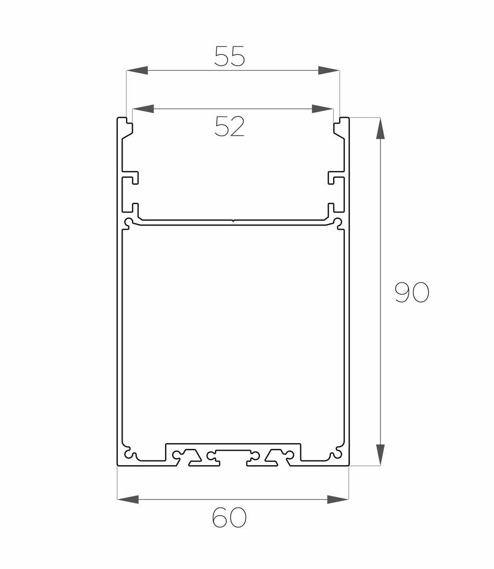 Профиль накладной алюминиевый LC-LP-9060-2 Anod