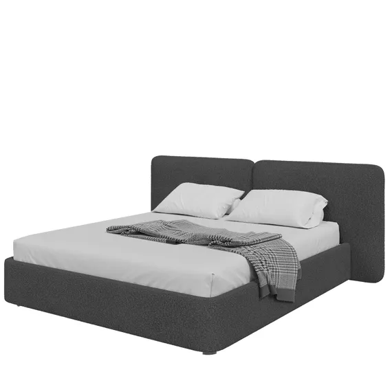 Кровать двуспальная Hub Soft 200 см (серый, букле)