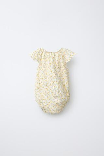 ZARA БОДИ С ЦВЕТОЧНЫМ ПРИНТОМ, ЖЕЛТЫЙ