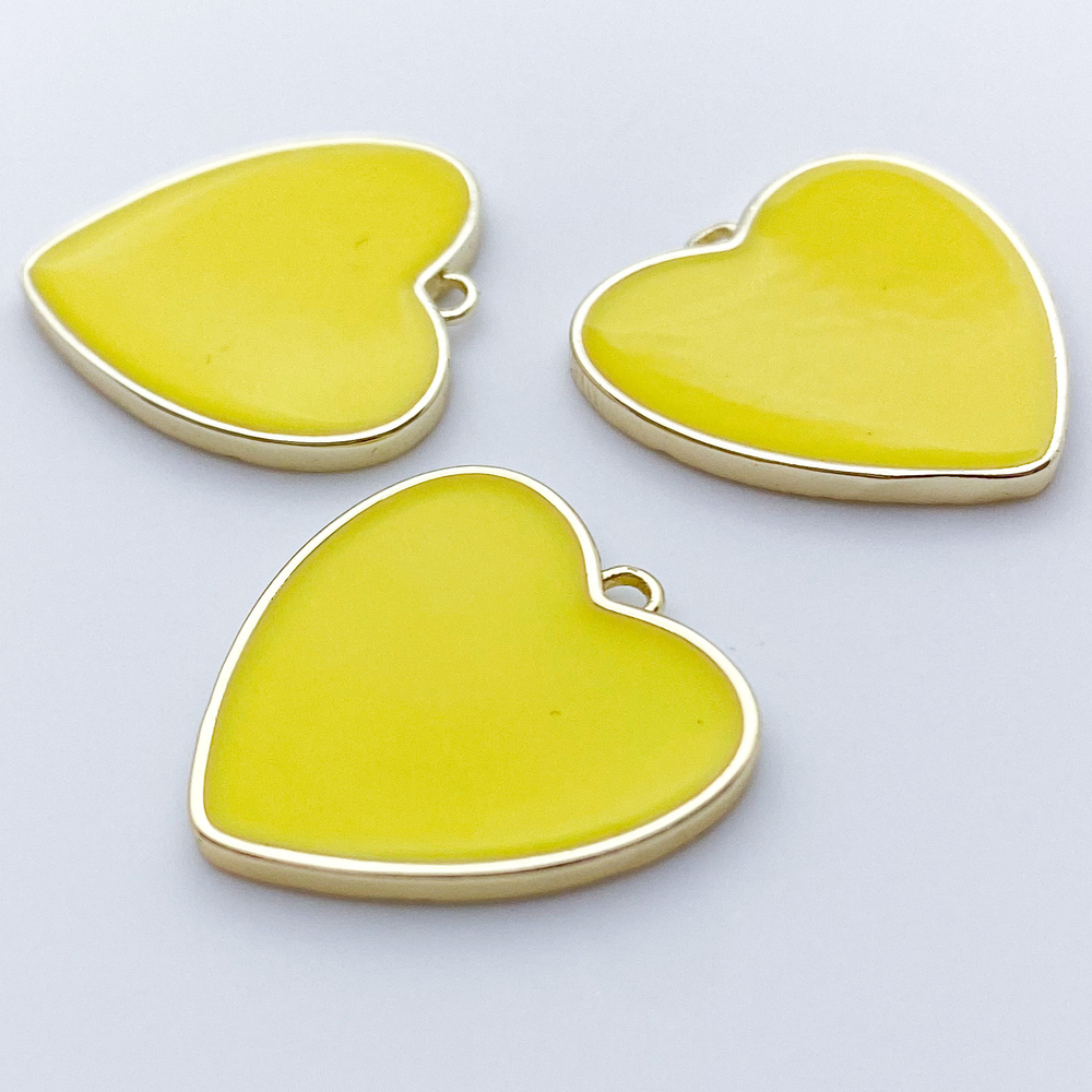 Подвеска Сердце, цвет золото+желтый, размер 21*20 мм, цена за 1 шт