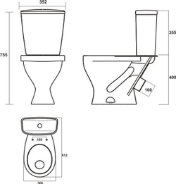 Унитаз-компакт Sanita Эталон Эконом с сиденьем стандарт схема