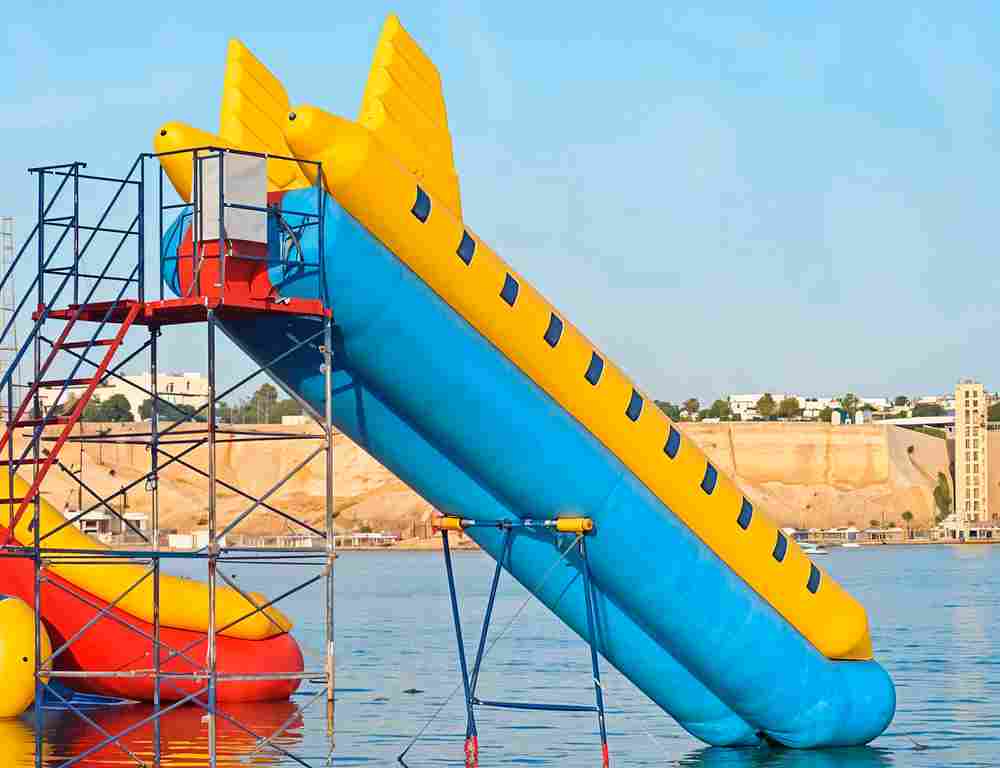 Надувная прямая горка для вышки (опоры) «Стрела» с бассейном, 27.2 м * 2.7 м * 9.9 м