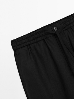 Massimo Dutti Брюки-джоггеры из 100% льна, черный