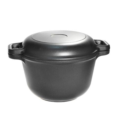 Казан алюминий, антиприг, 5 л, с крыш-сковородой, Нева Металл, 6850