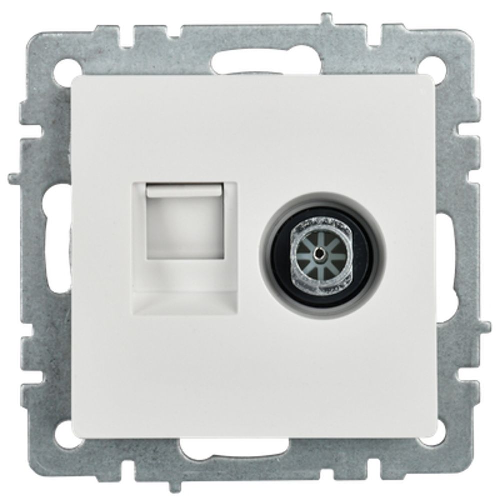 BRITE Розетка двойная TV+RJ45 кат.5E РТВ/РК12-БрБ белый IEK