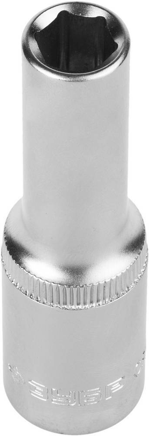 Головка торцовая ЗУБР ″Мастер″ (1/2″), удлиненная, Cr-V, FLANK, хроматированное покрытие, 10мм