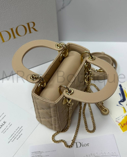 Женская сумка Lady Dior My ABC квадратная бежевого цвета