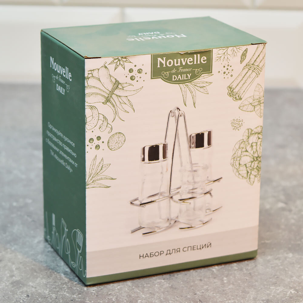 Набор для специй 3 предмета (солонка, перечница, баночка для зубочисток)