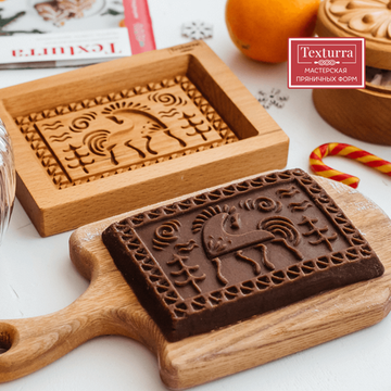 Пряничная форма Конь по мотивам мезенской росписи