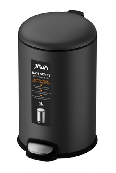 Ведро для мусора с МИКРОЛИФТОМ  (круг. СЕРЫЙ) 5л. JAVA