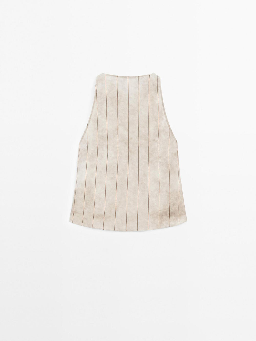 Massimo Dutti Топ из струящейся ткани в полоску с горловиной халтер, дымчатый