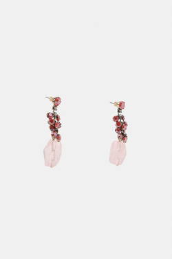 ZARA СЕРЬГИ СО СТРАЗАМИ И КАМНЕМ, РОЗОВЫЙ