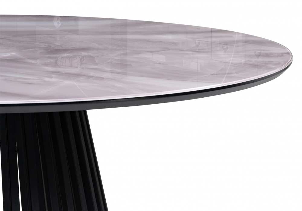 Стол стеклянный Woodville Нэнси 110х110х75 серый мрамор, черный, ножки черные