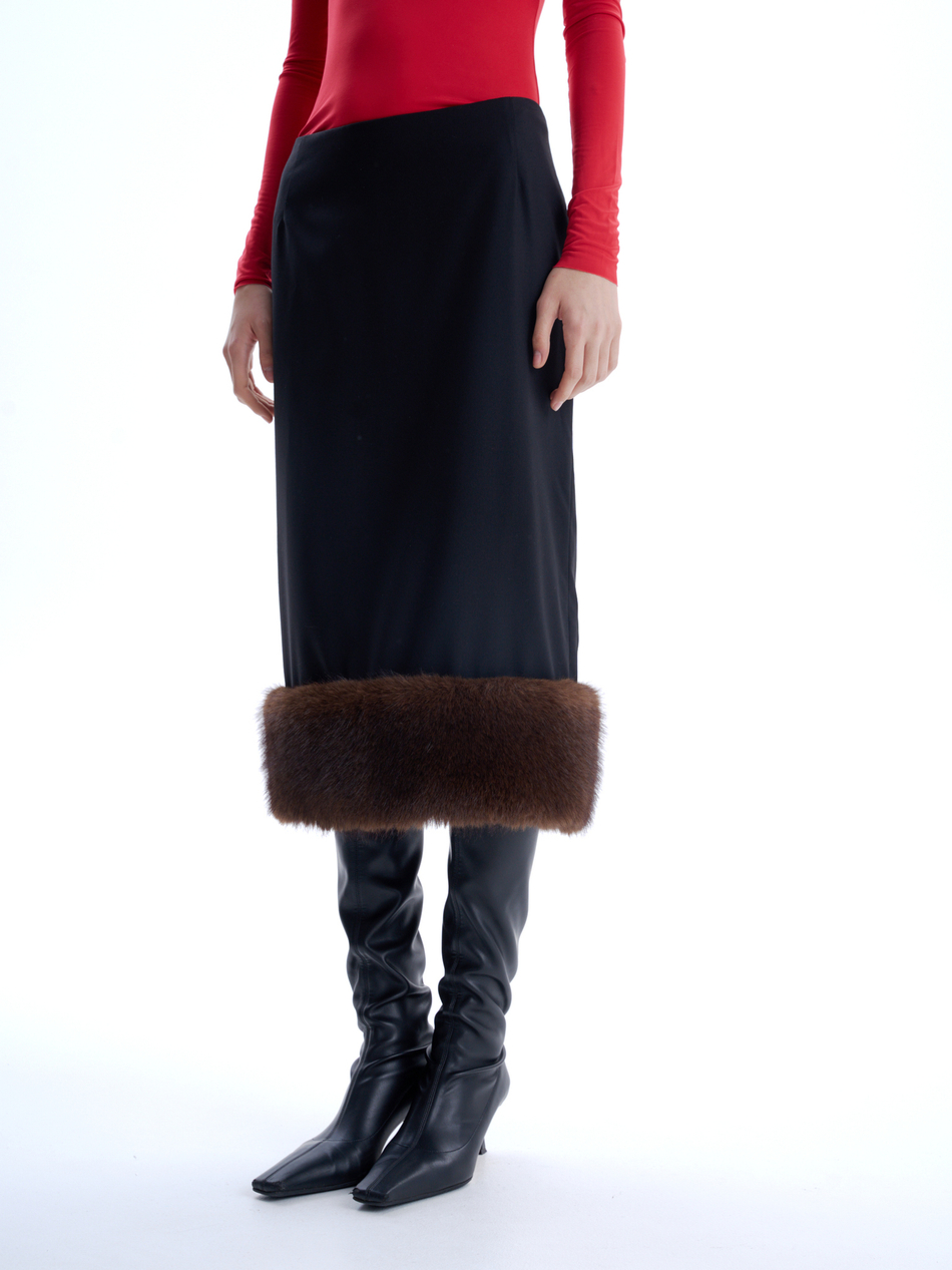 Юбка карандаш с мехом
