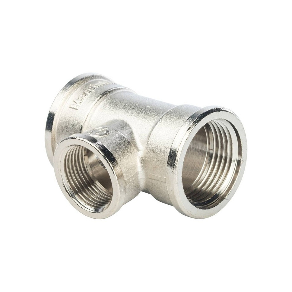 Тройник с внутренней резьбой переходной STOUT SFT 0022 - 1" x 3/4" x 1" (латунь никелированная)