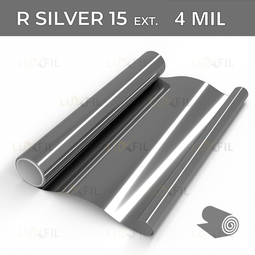 Пленка солнцезащитная зеркальная R SILVER 15 (Exterior 4 mil) LUXFIL, рулон (размер 1,524x30м.)