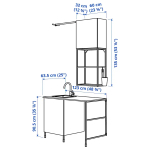 Комбинация для ванной - IKEA ENHET,  139x63.5x87.5 см, белый/антрацит, ЭНХЕТ ИКЕА