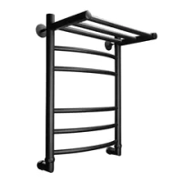 Полотенцесушитель водяной 600/500 лесенкой с полкой черный матовый