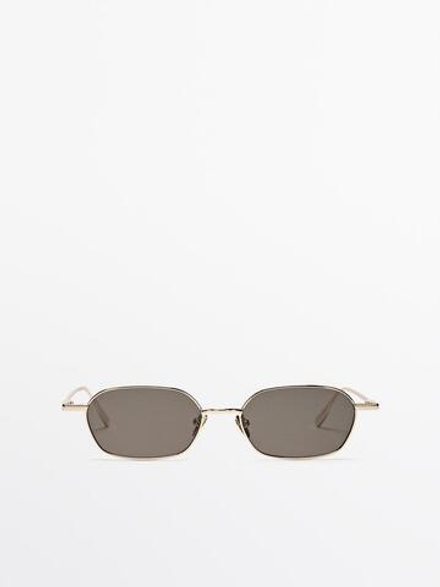 Massimo Dutti Солнцезащитные очки в металлической оправе, золотистый