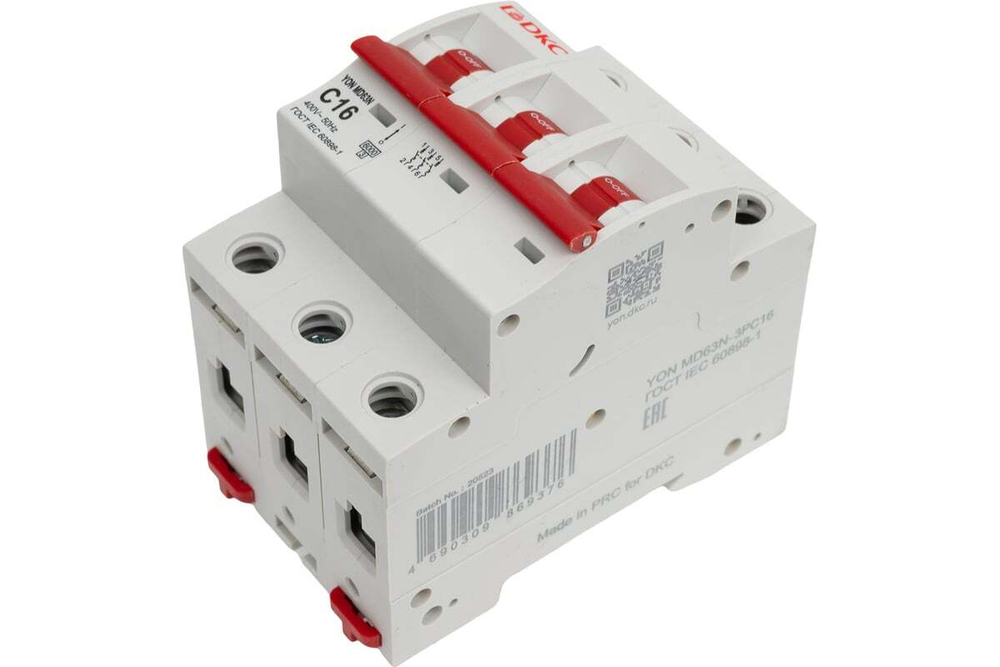 Автоматический выключатель модульный YON MD63N 3P 16A C 6kA DKC