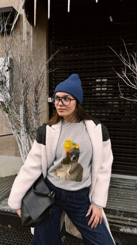 Толстовка утепленная с принтом собаки женская