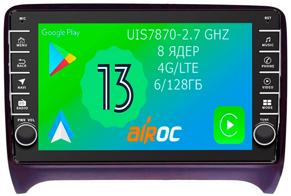 Магнитола для AUDI TT 2006-2014 (8J) - Airoc AB-3606 (кнопки и крутилки), Android 13, TS20, 6/128Гб, SIM-слот, CarPlay