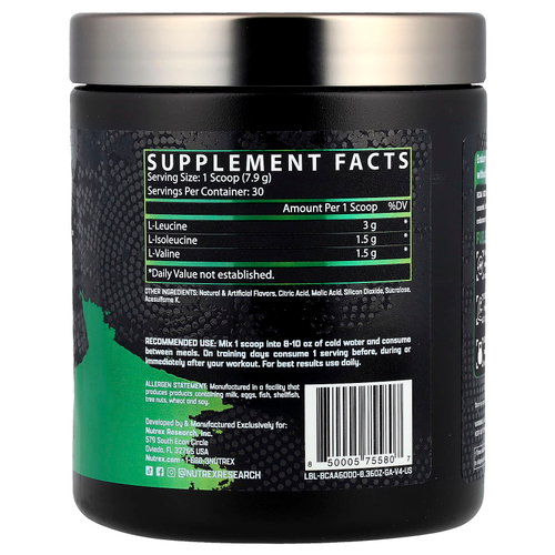 Nutrex Research, BCAA 6000 ™ Recovery, зеленое яблоко, 237 г (8,36 унции)
