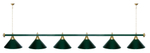 Лампа STARTBILLIARDS 6 пл. (плафоны зеленые,штанга зеленая,фурнитура золото)