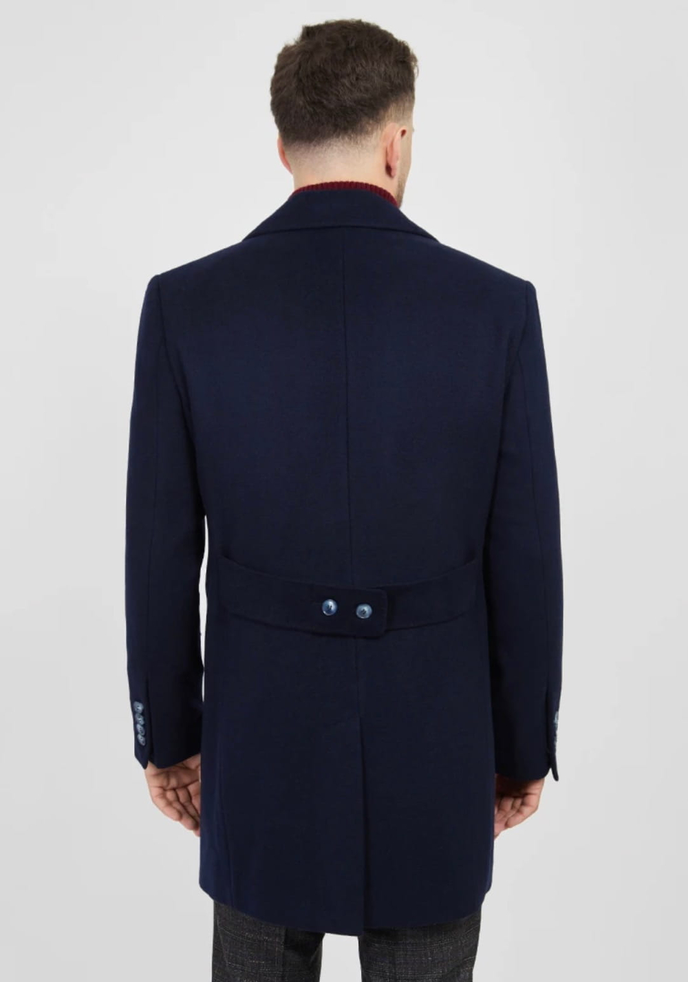 Мужское пальто двубортное (синее) С47