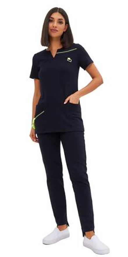 Костюм трикотажный Т-305 женский, блуза, брюки, тёмно-синий