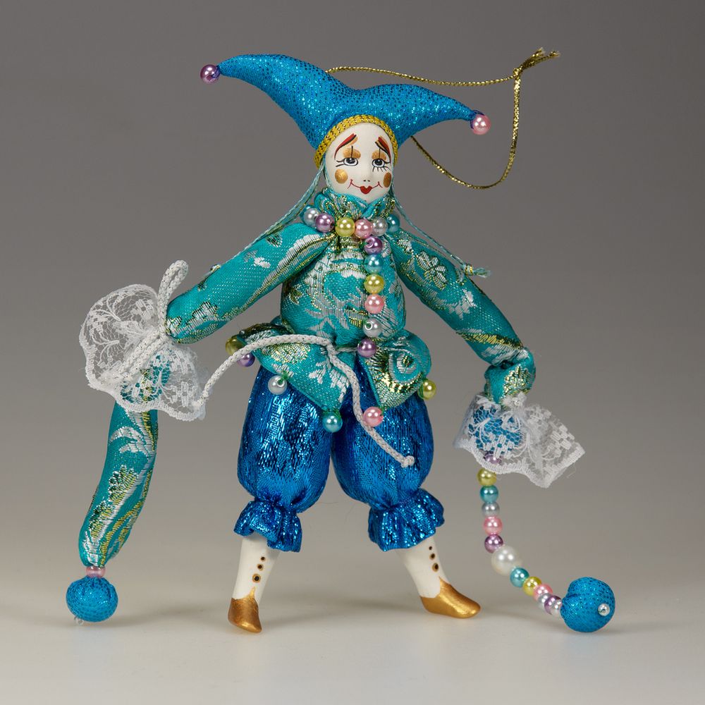 Ёлочная игрушка Клоун цветной парчовый