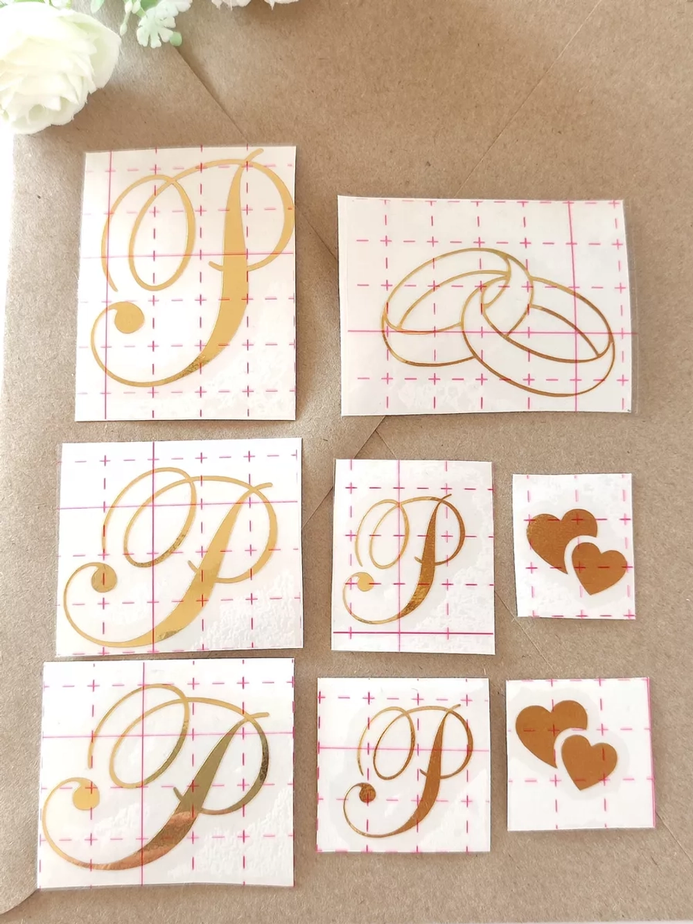 Наклейки свадебные зеркальное золото инициалы " Р "