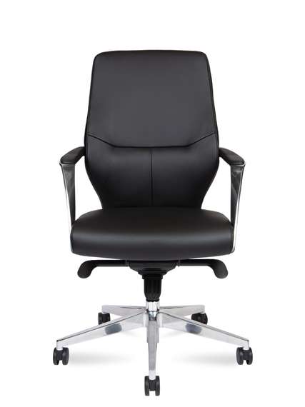 Кресло офисное Норден / Капитал LB / Capital LB  / алюминиевая  база / черная экокожа