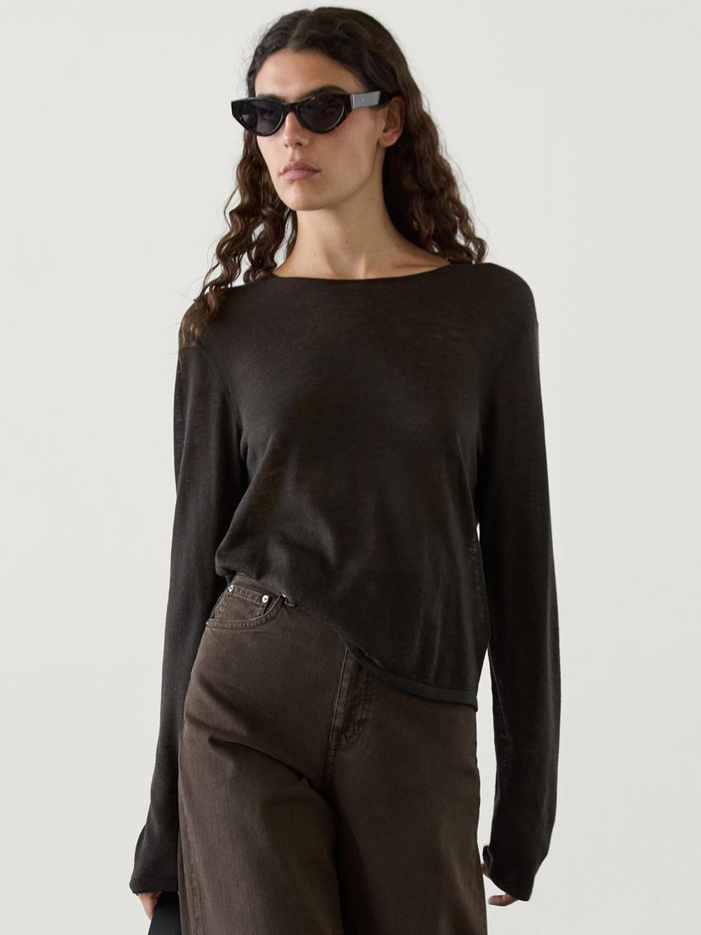 Massimo Dutti Джинсы прямого кроя с карманами, коричневый