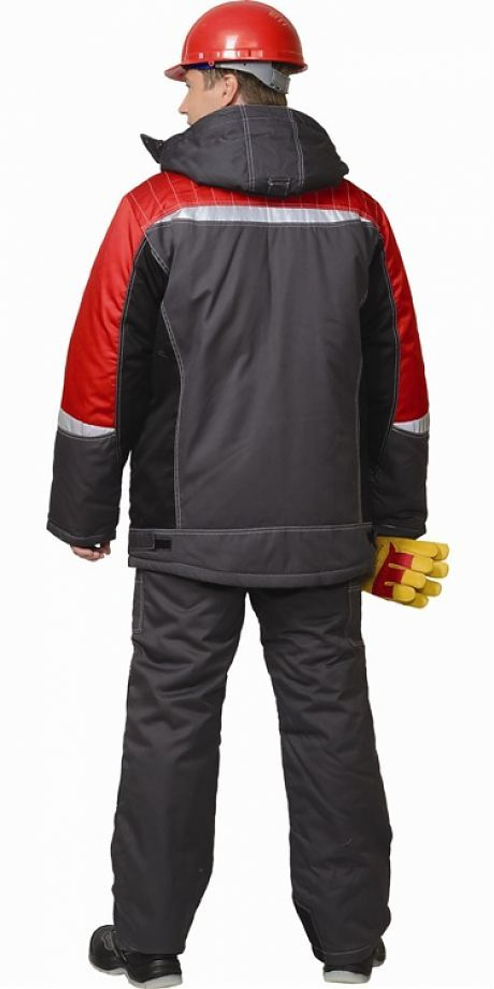 Костюм зимний темно-серый с черным и красным и СОП