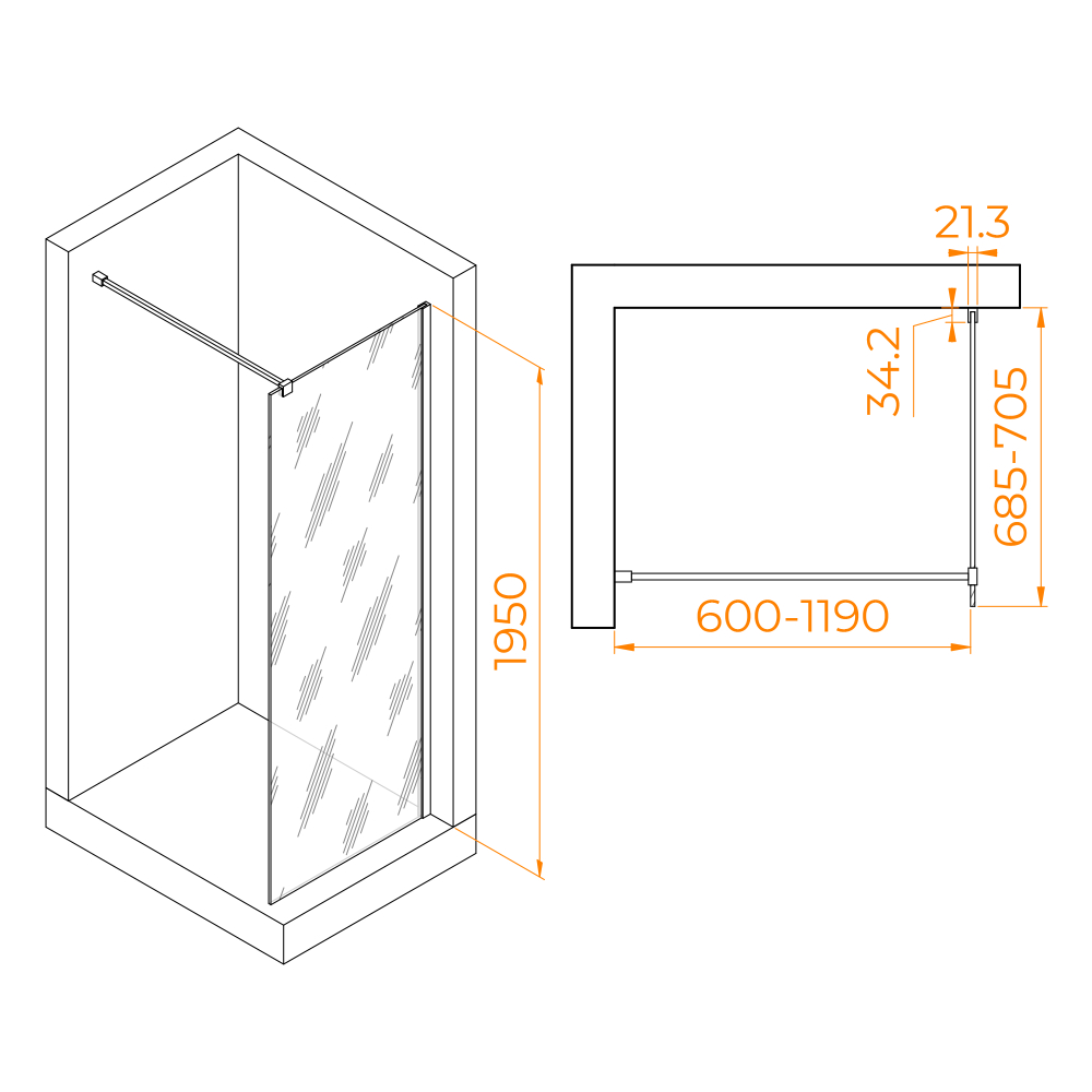 Душевая перегородка RGW WA-001 (Прозрачное, 700)