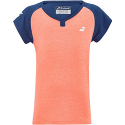 Футболка для девочки теннисная Babolat Play Cap Sleeve Top Girl - fluo strike/estate blue