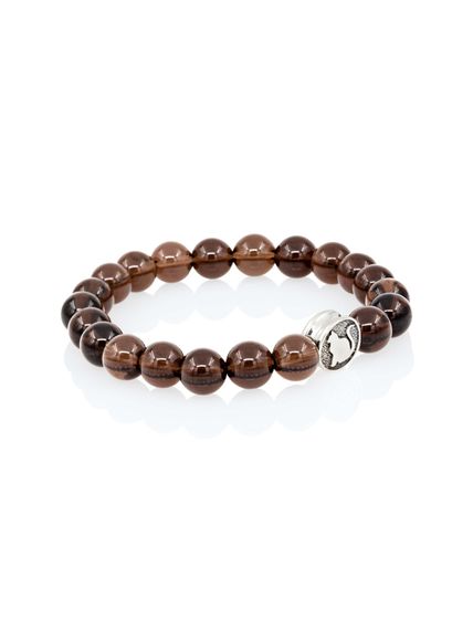 Браслет из натурального раухтопаза с шармом Кошка - Защита и благополучие, вид полубоком