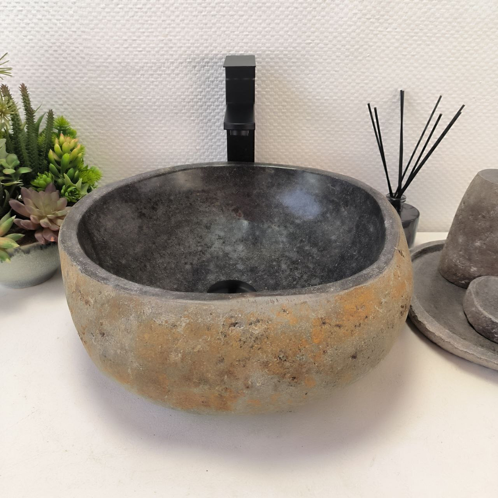 Раковина из речного камня RS-63475 (40*41*15) 0122