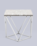 Журнальный столик Авалон 61*61 серый мрамор сталь серебро