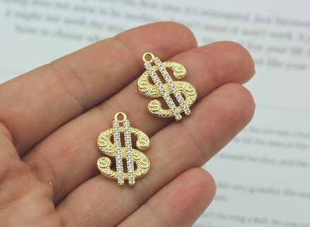 Подвеска "Доллар" со стразами, 21,5мм