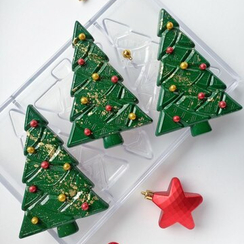 877 | Форма для шоколадных плиток "Ель новогодняя" (275*175 мм)