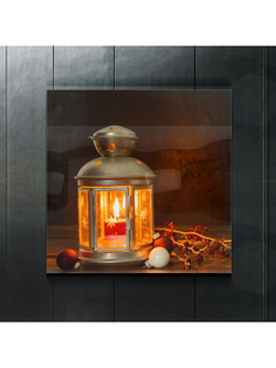 Картина на стекле/Подарок на Новый год/на стену Волшебный фонарь, 28х28см Декор для дома, подарок