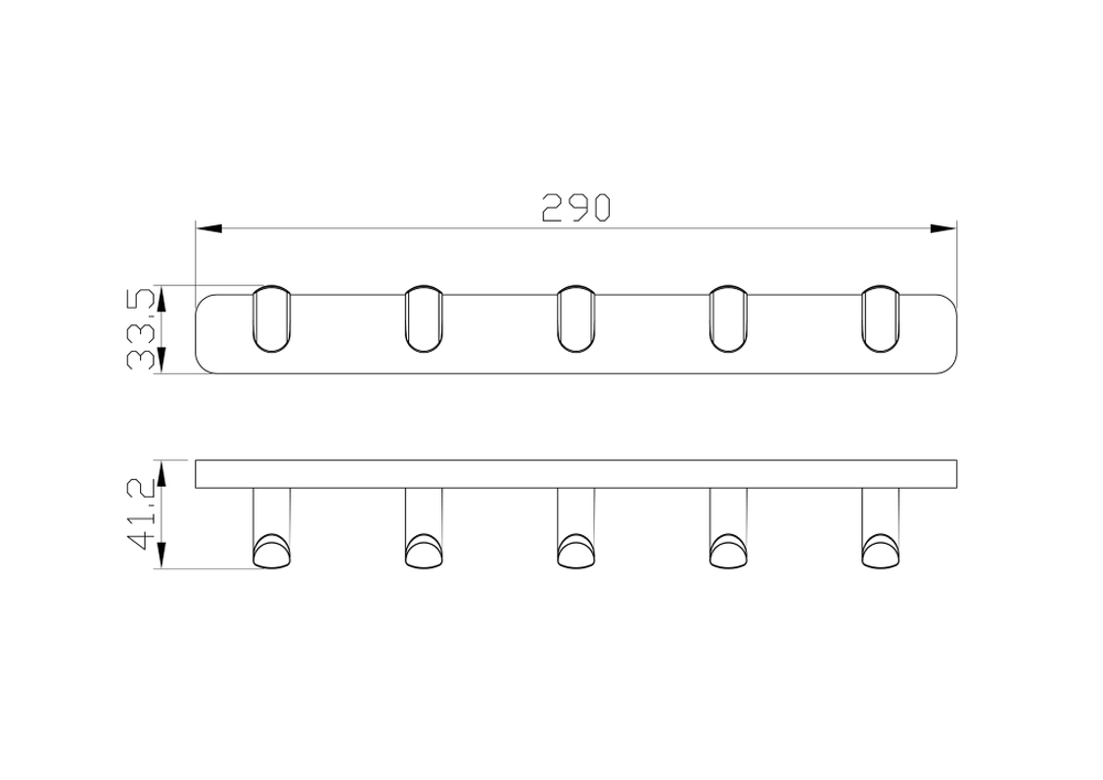 Вешалка с 5 крючками для ванной WONZON & WOGHAND GRAFFITY, Брашированное золото (WW-9355-BG)