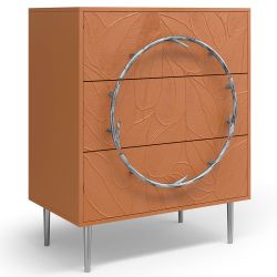 Комод Арт Колор с 3-мя ящиками leaves Стайл Сильвер Томленый оранжевый
