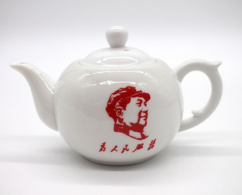 Чайник керамический белый с портретом Мао, 200мл.