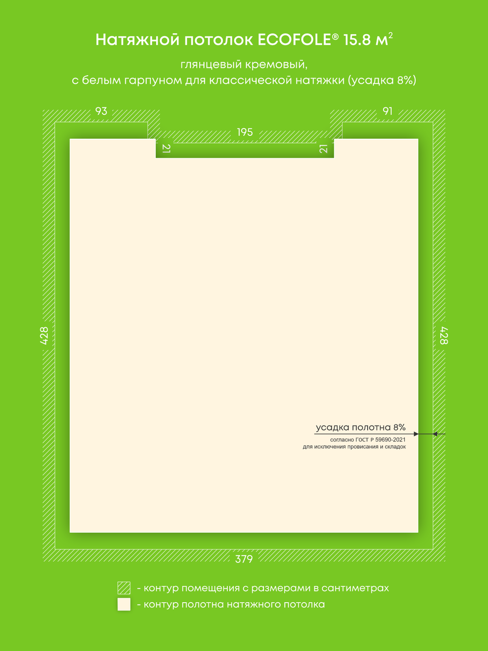 Натяжные потолки 15.8 м2, 6.6 м2